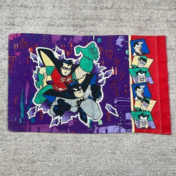 DC Comics Vintage 1995 Standard Pillowcase Batman Robin Joker Bibb Co - Picture 1 of 6